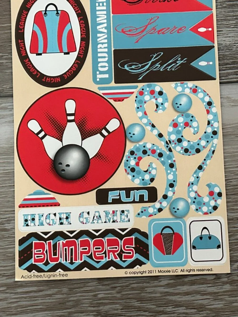 NWT Moxxie Bowler Up Cardstock Stickers Bowling Ball High Game Gutter Queen